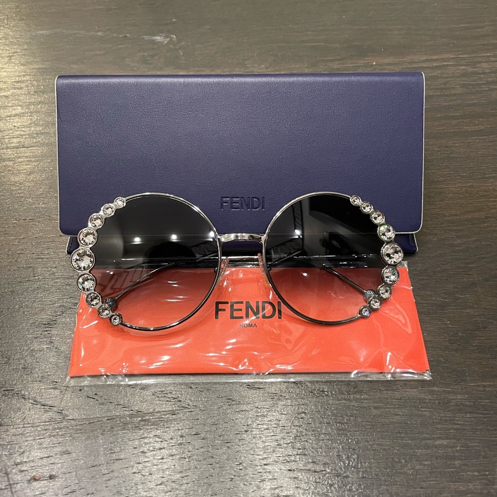 Fendi oversized round crystal gradient sunglasses